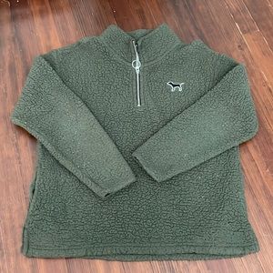 Victoria’s Secret Pink Fleece Quarter-Zip in Olive